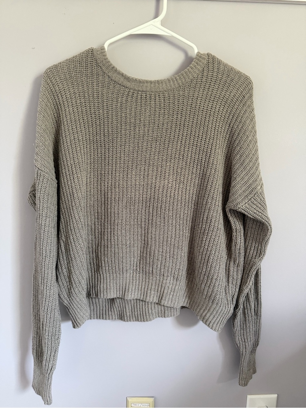 Urban Outfitters Grey Ribbed Knit Cropped Sweater